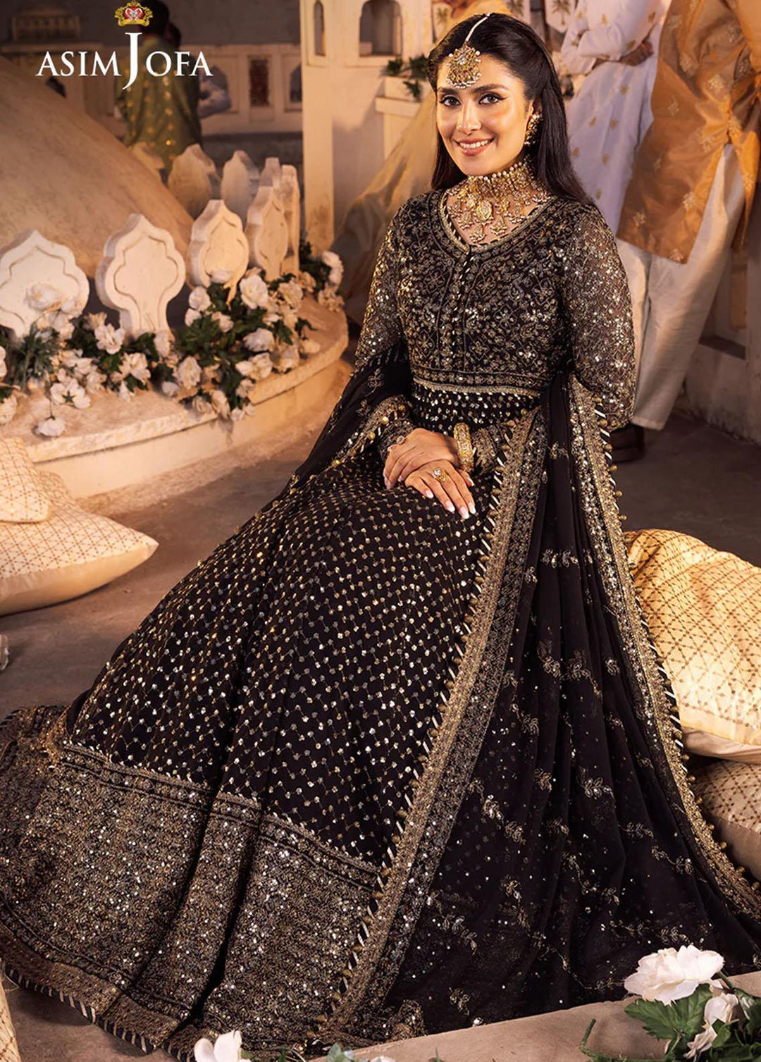 Shehnai By Asim Jofa Embroidered Chiffon Suits Unstitched 3 Piece AJ24SH AJSH-01 - Festive Collection