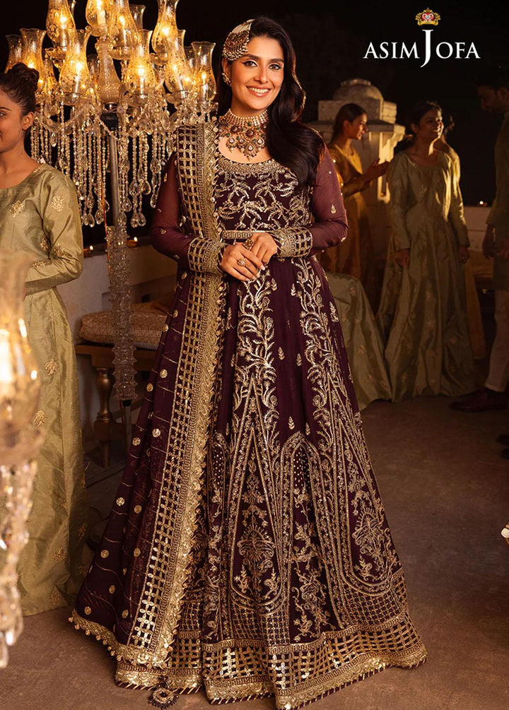 Shehnai By Asim Jofa Embroidered Chiffon Suits Unstitched 3 Piece AJ24SH AJSH-02 - Festive Collection