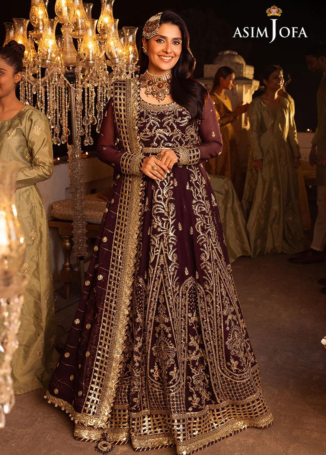 Shehnai By Asim Jofa Embroidered Chiffon Suits Unstitched 3 Piece AJ24SH AJSH-02 - Festive Collection