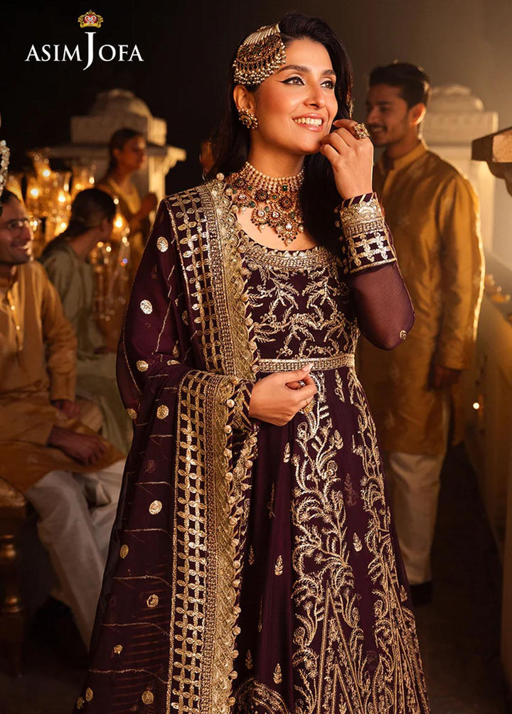 Shehnai By Asim Jofa Embroidered Chiffon Suits Unstitched 3 Piece AJ24SH AJSH-02 - Festive Collection