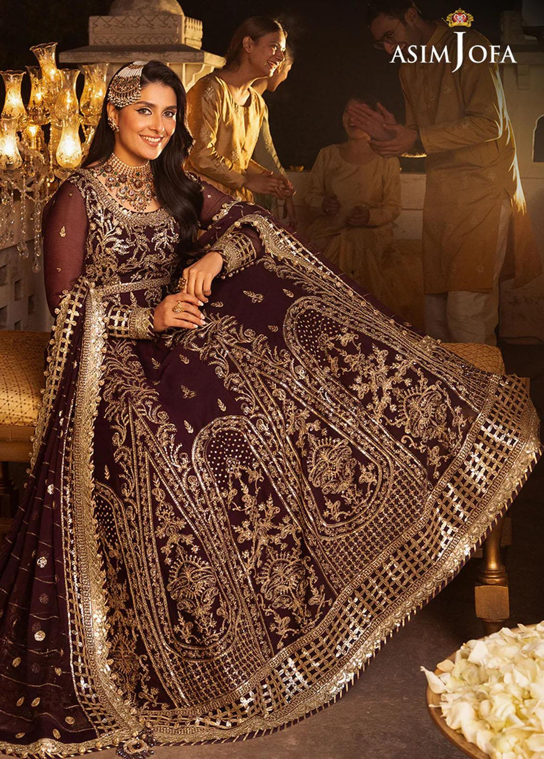 Shehnai By Asim Jofa Embroidered Chiffon Suits Unstitched 3 Piece AJ24SH AJSH-02 - Festive Collection