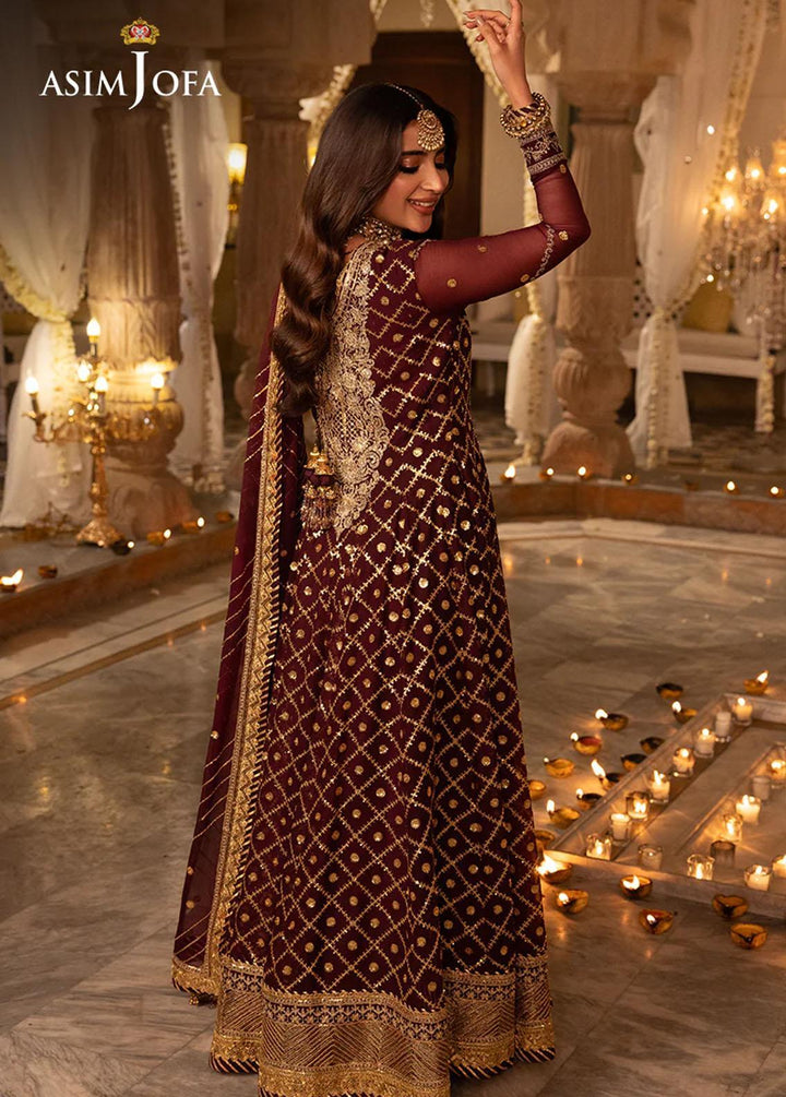 Shehnai By Asim Jofa Embroidered Chiffon Suits Unstitched 3 Piece AJ24SH AJSH-04 - Festive Collection