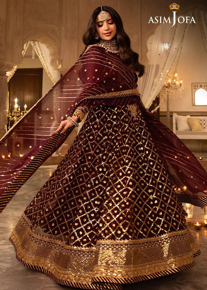 Shehnai By Asim Jofa Embroidered Chiffon Suits Unstitched 3 Piece AJ24SH AJSH-04 - Festive Collection