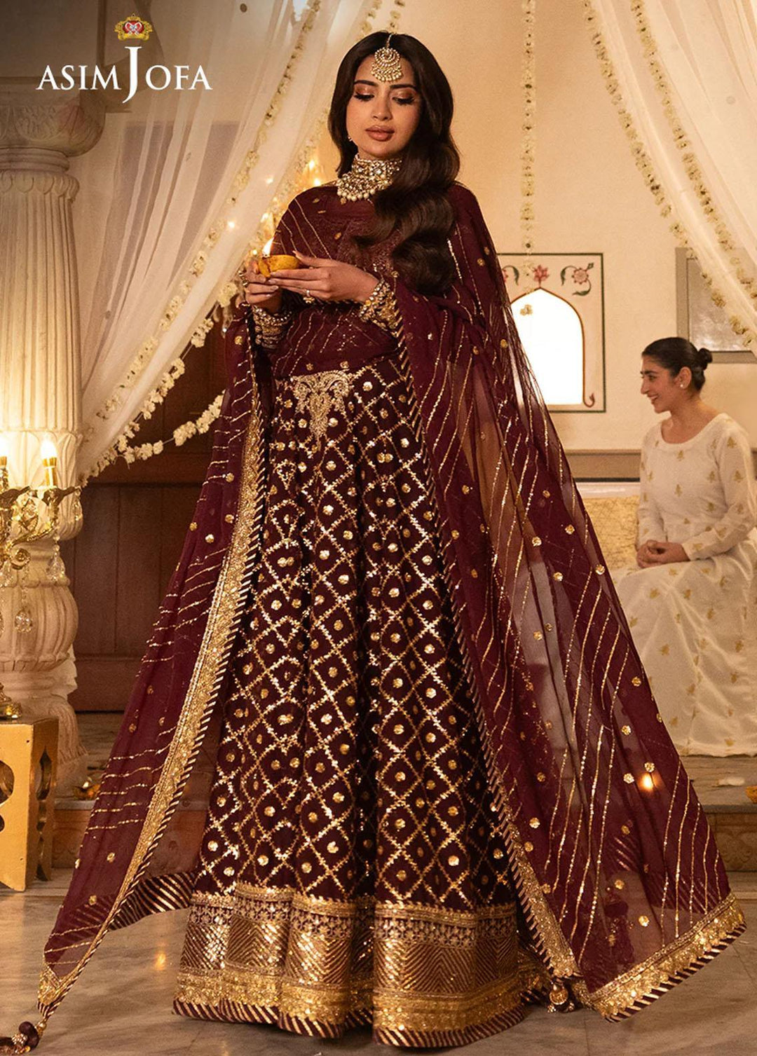 Shehnai By Asim Jofa Embroidered Chiffon Suits Unstitched 3 Piece AJ24SH AJSH-04 - Festive Collection