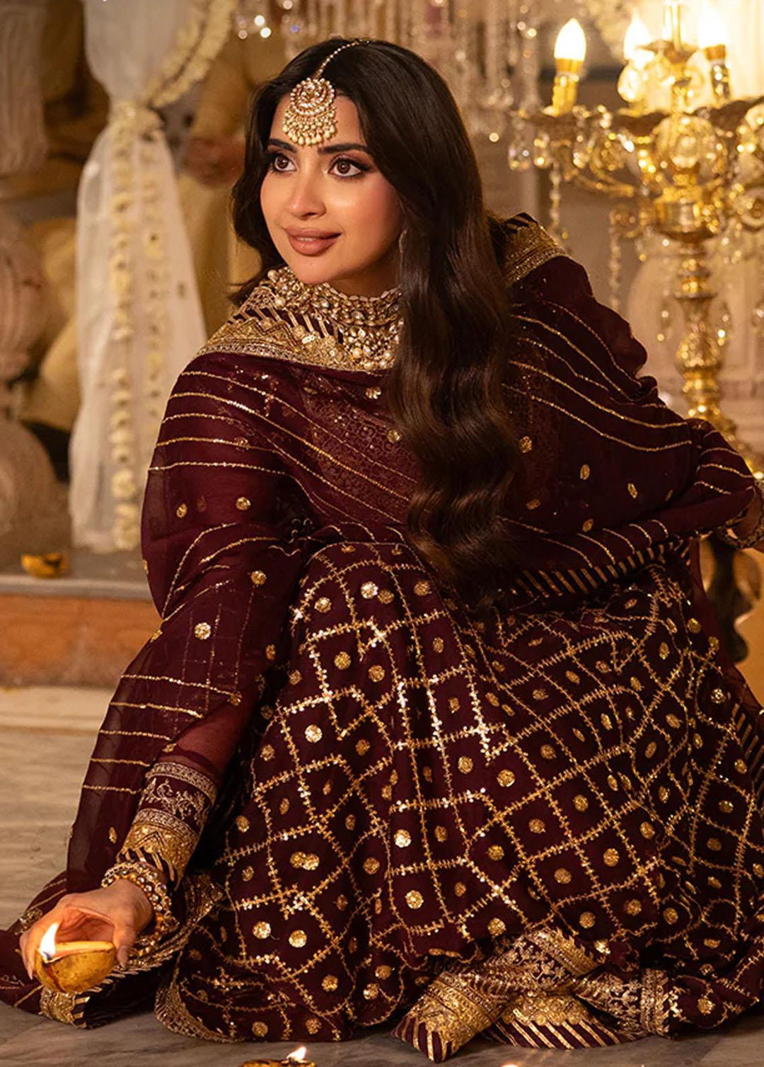 Shehnai By Asim Jofa Embroidered Chiffon Suits Unstitched 3 Piece AJ24SH AJSH-04 - Festive Collection