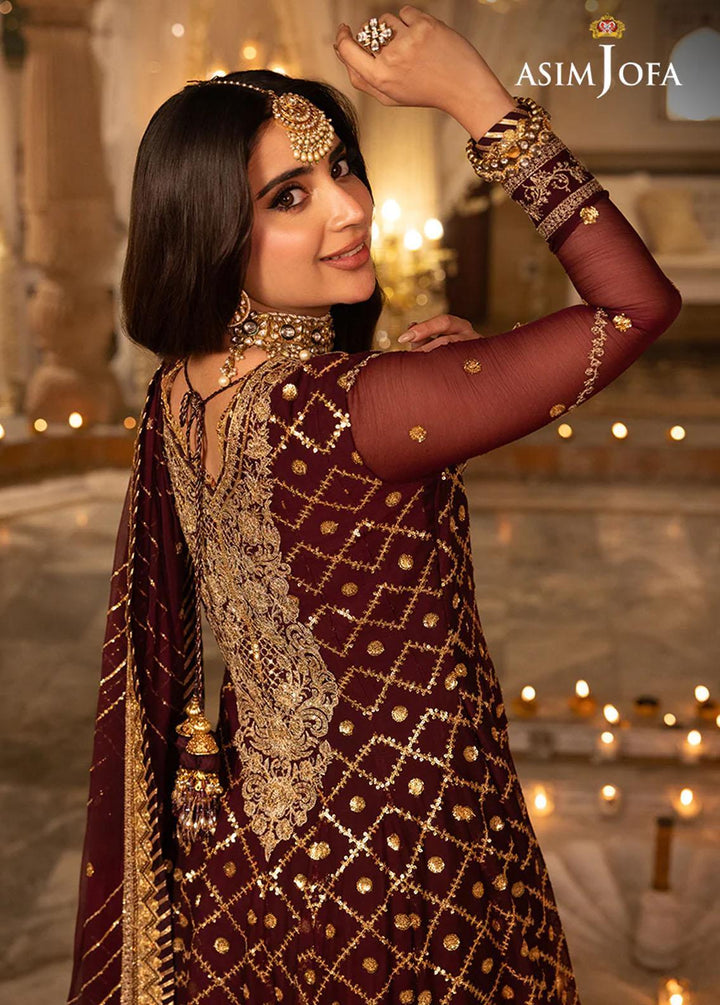 Shehnai By Asim Jofa Embroidered Chiffon Suits Unstitched 3 Piece AJ24SH AJSH-04 - Festive Collection