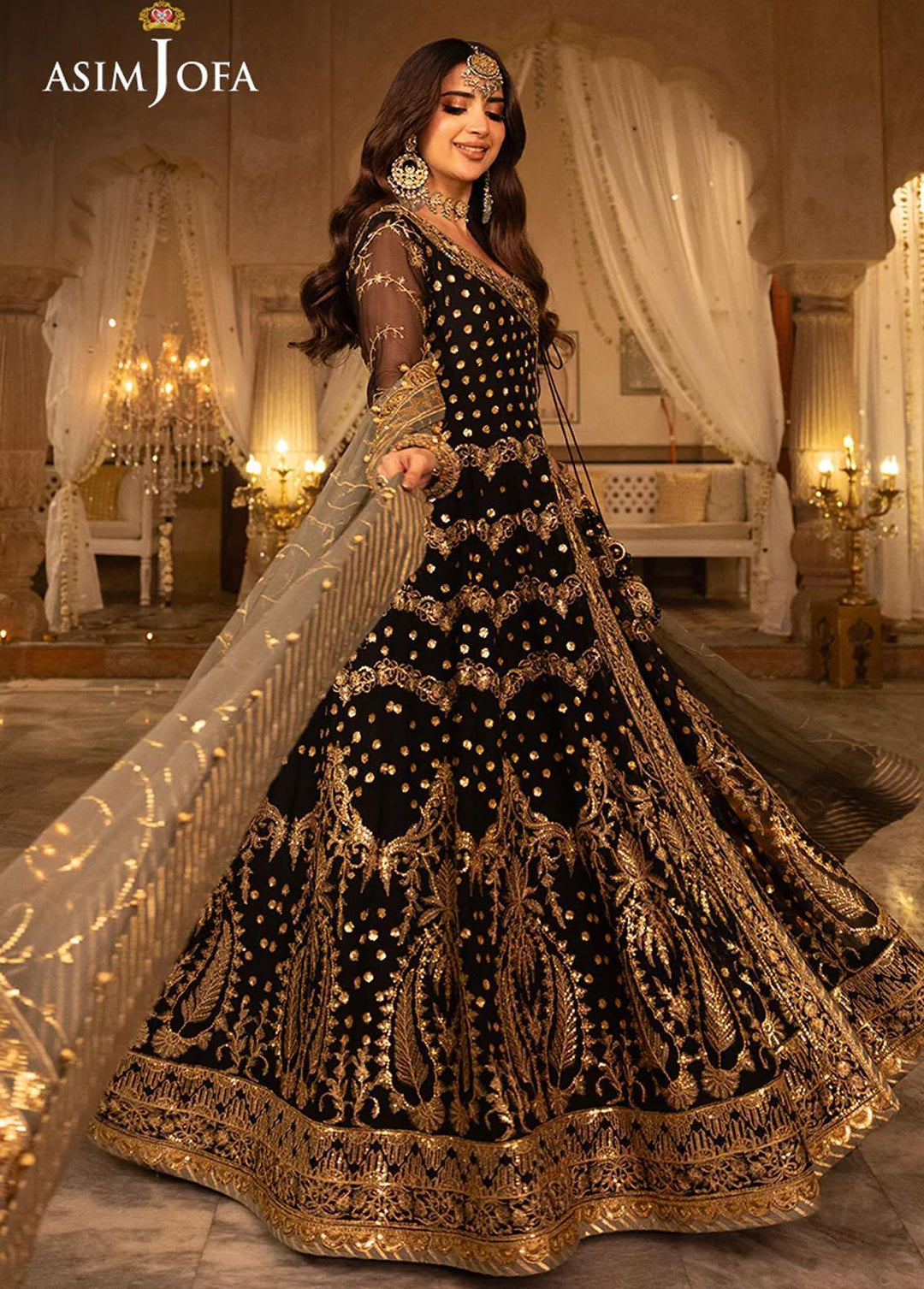 Shehnai By Asim Jofa Embroidered Chiffon Suits Unstitched 2 Piece AJ24SH AJSH-05 - Festive Collection