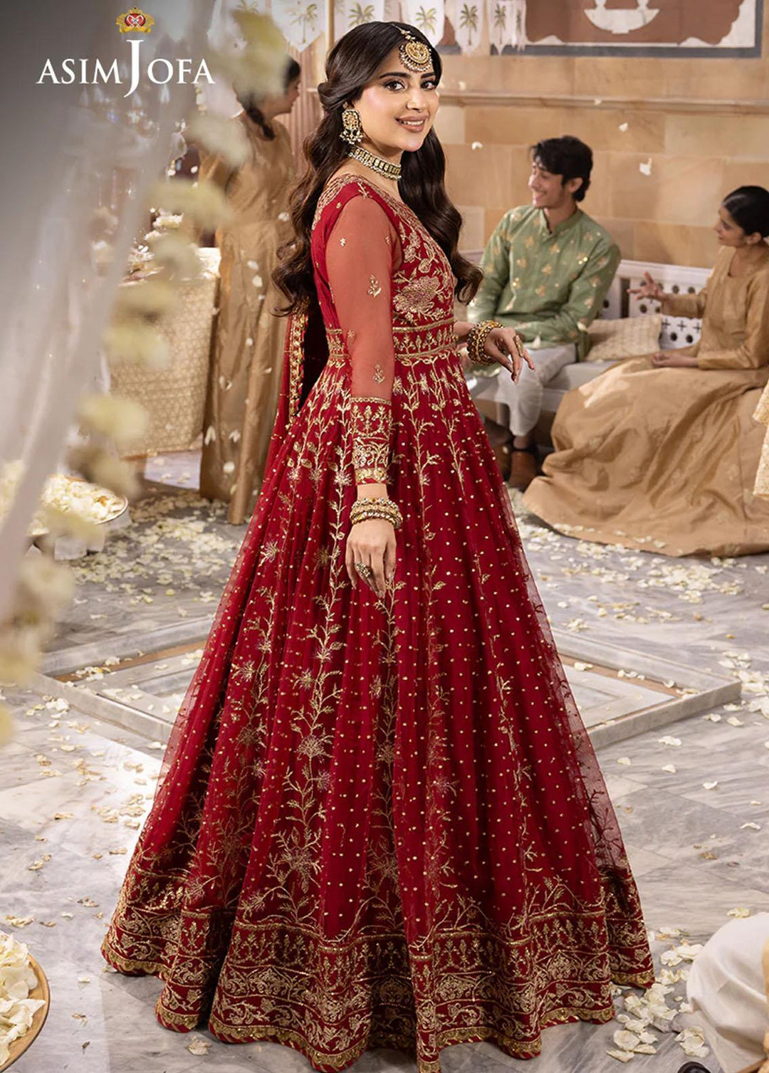 Shehnai By Asim Jofa Embroidered Net Suits Unstitched 3 Piece AJ24SH AJSH-06 - Festive Collection