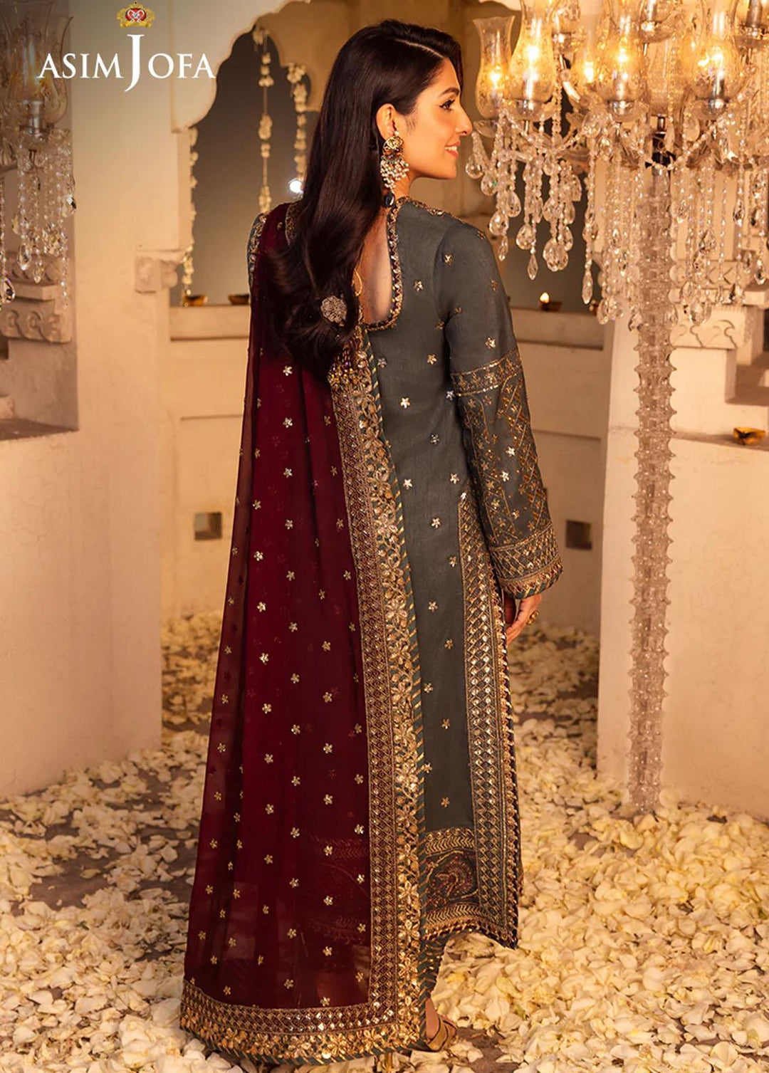 Shehnai By Asim Jofa Embroidered Raw silk Suits Unstitched 3 Piece AJ24SH AJSH-07 - Festive Collection