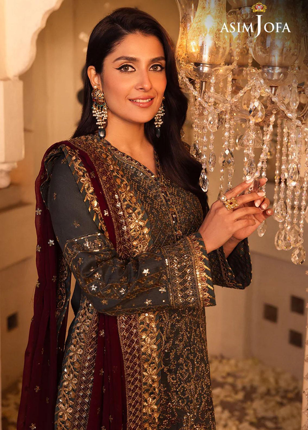 Shehnai By Asim Jofa Embroidered Raw silk Suits Unstitched 3 Piece AJ24SH AJSH-07 - Festive Collection