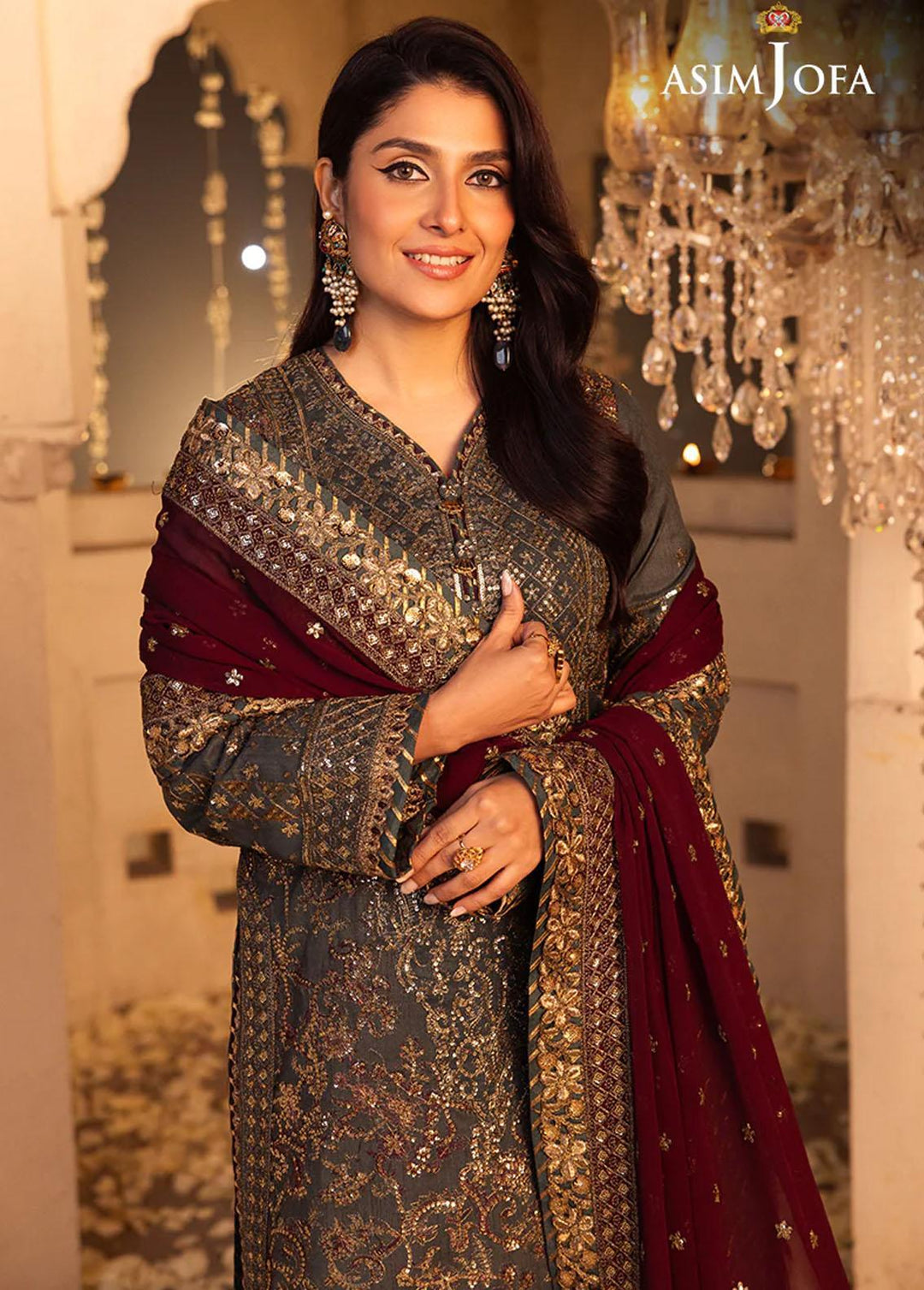 Shehnai By Asim Jofa Embroidered Raw silk Suits Unstitched 3 Piece AJ24SH AJSH-07 - Festive Collection