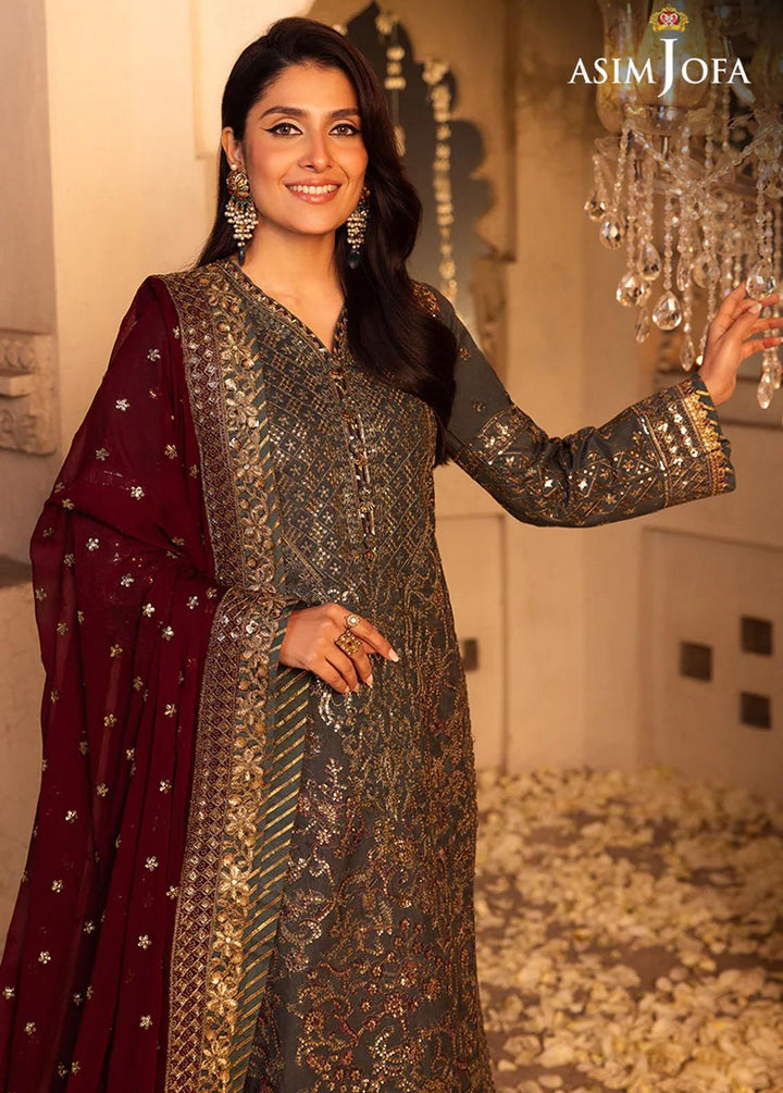 Shehnai By Asim Jofa Embroidered Raw silk Suits Unstitched 3 Piece AJ24SH AJSH-07 - Festive Collection