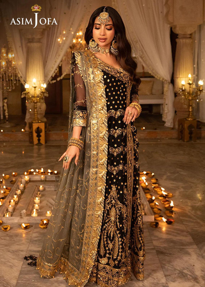 Shehnai By Asim Jofa Embroidered Chiffon Suits Unstitched 3 Piece AJ24SH AJSH-08 - Festive Collection