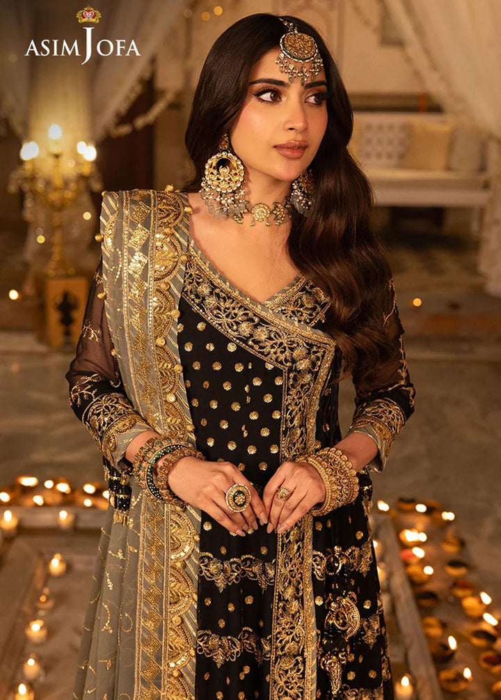 Shehnai By Asim Jofa Embroidered Chiffon Suits Unstitched 3 Piece AJ24SH AJSH-08 - Festive Collection