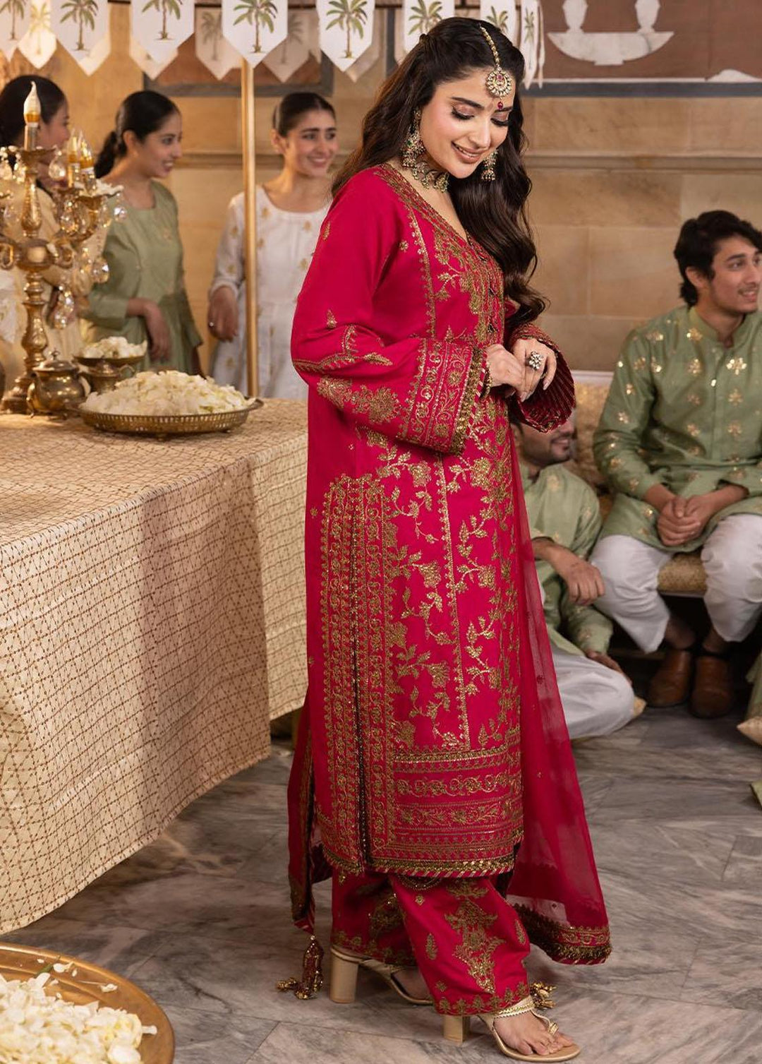 Shehnai By Asim Jofa Embroidered Raw silk Suits Unstitched 3 Piece AJ24SH AJSH-09 - Festive Collection