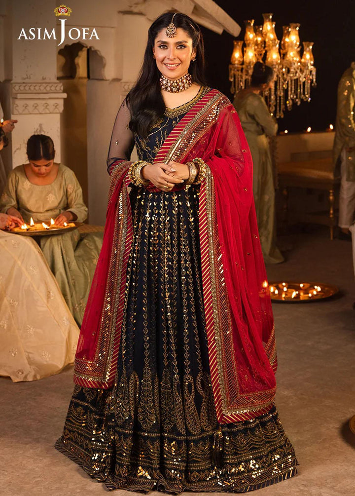 Shehnai By Asim Jofa Embroidered Net Suits Unstitched 3 Piece AJ24SH AJSH-10 - Festive Collection