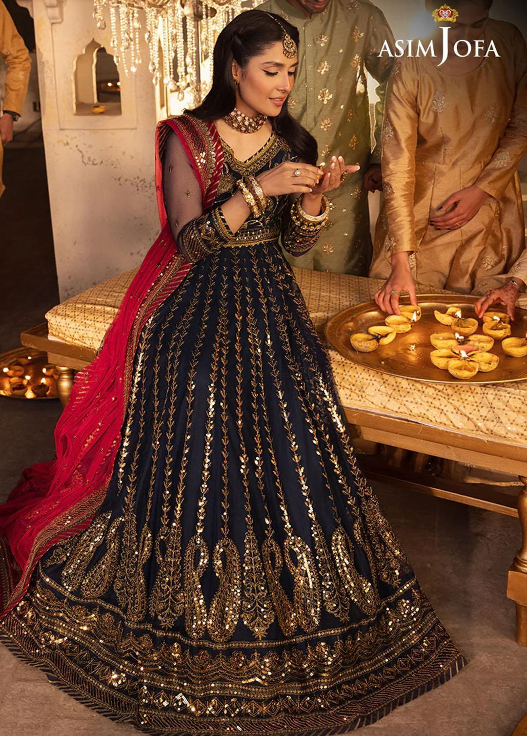 Shehnai By Asim Jofa Embroidered Net Suits Unstitched 3 Piece AJ24SH AJSH-10 - Festive Collection