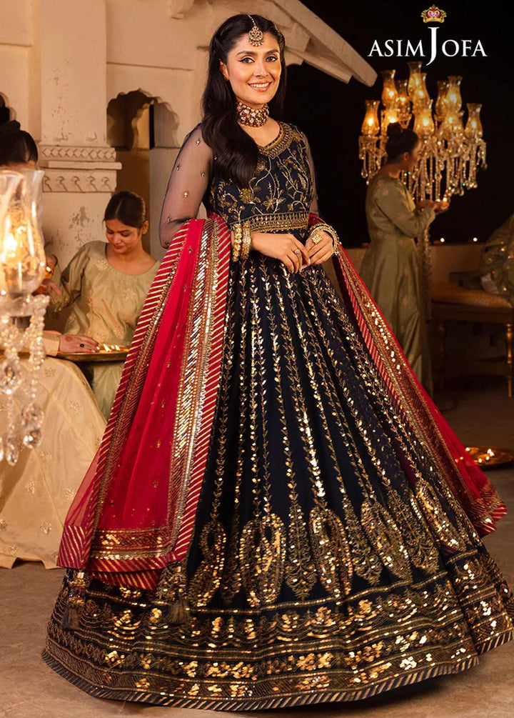 Shehnai By Asim Jofa Embroidered Net Suits Unstitched 3 Piece AJ24SH AJSH-10 - Festive Collection