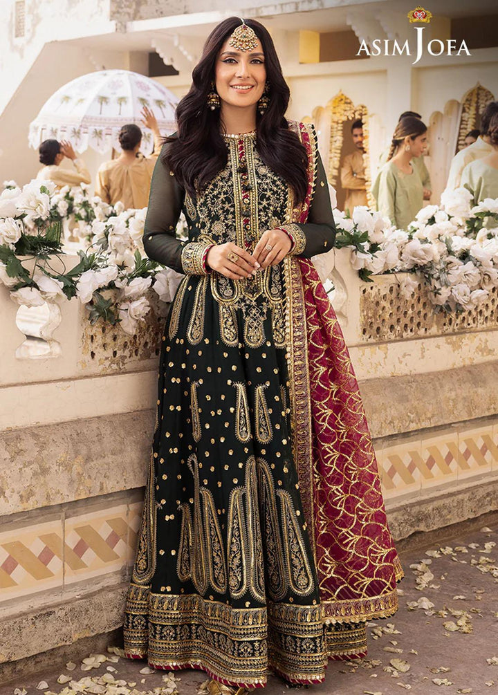 Shehnai By Asim Jofa Embroidered Chiffon Suits Unstitched 3 Piece AJ24SH AJSH-11 - Festive Collection