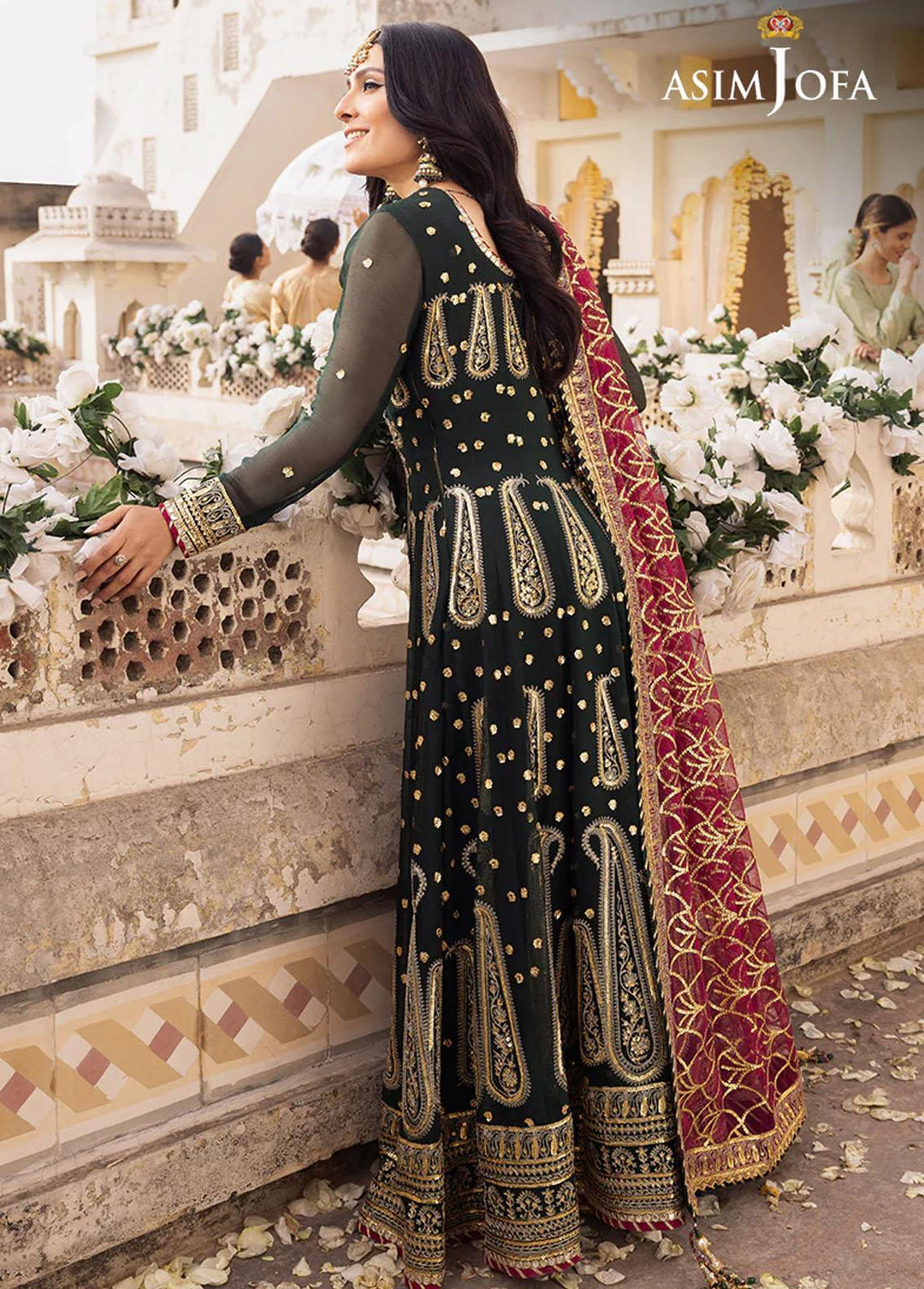 Shehnai By Asim Jofa Embroidered Chiffon Suits Unstitched 3 Piece AJ24SH AJSH-11 - Festive Collection