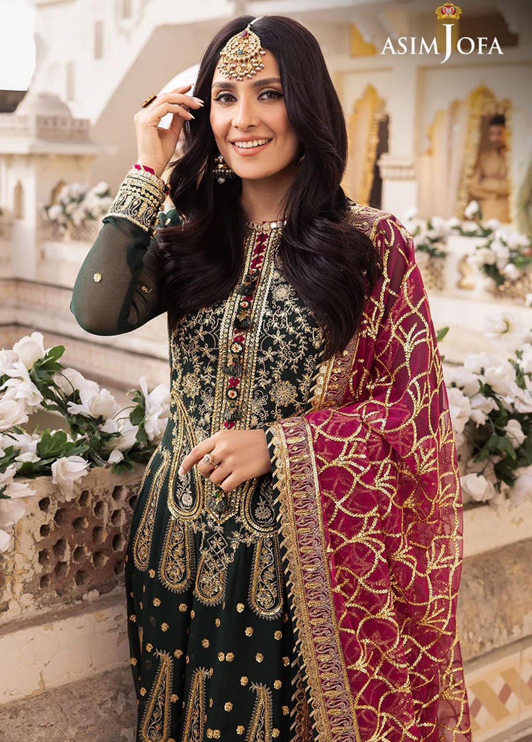 Shehnai By Asim Jofa Embroidered Chiffon Suits Unstitched 3 Piece AJ24SH AJSH-11 - Festive Collection