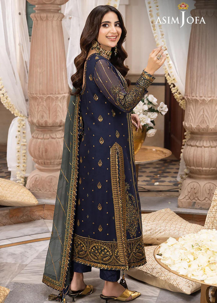 Shehnai By Asim Jofa Embroidered Chiffon Suits Unstitched 3 Piece AJ24SH AJSH-12 - Festive Collection