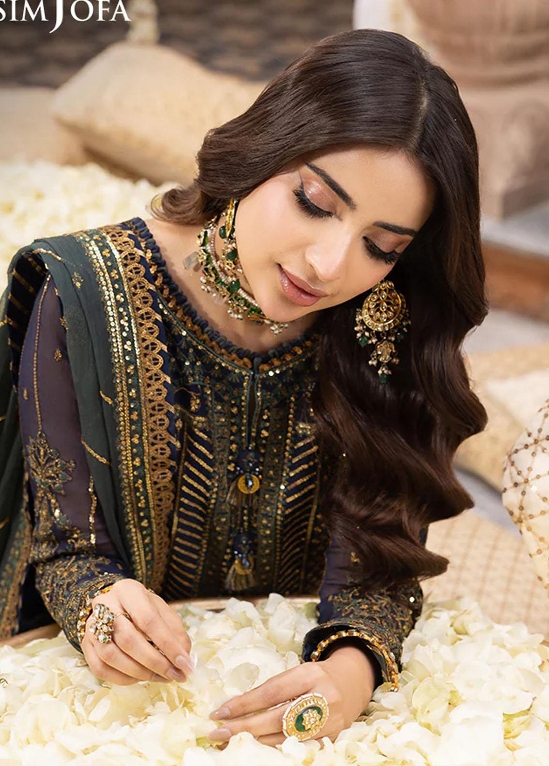 Shehnai By Asim Jofa Embroidered Chiffon Suits Unstitched 3 Piece AJ24SH AJSH-12 - Festive Collection