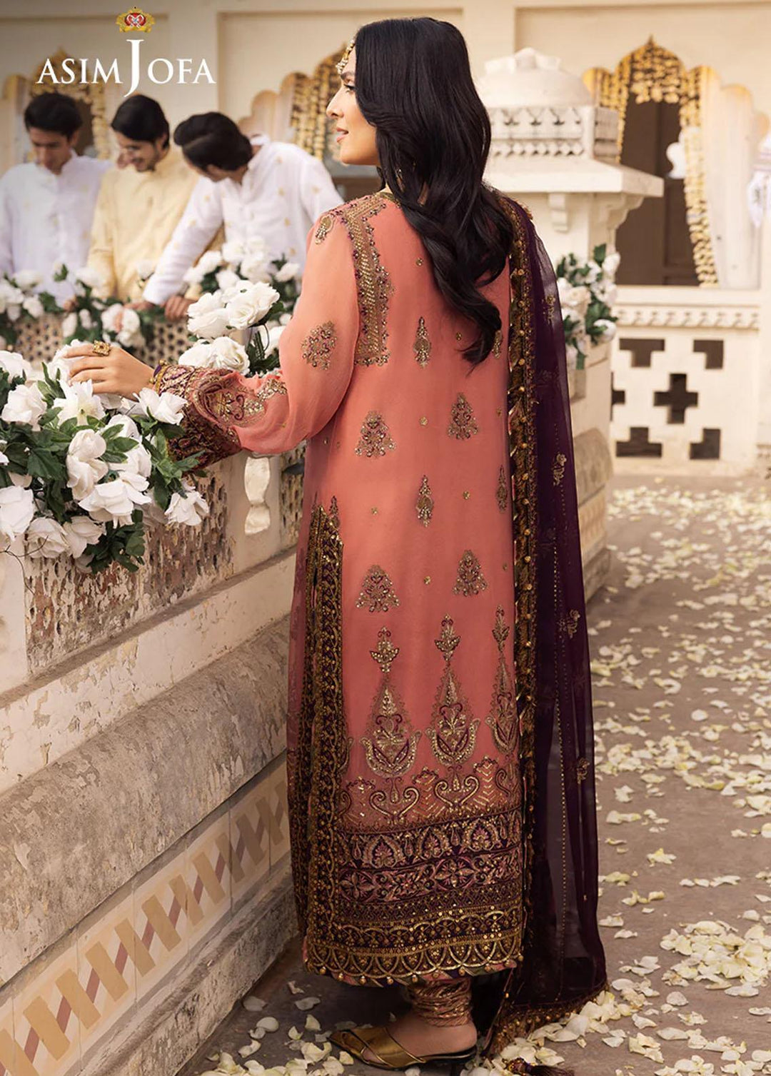 Shehnai By Asim Jofa Embroidered Chiffon Suits Unstitched 3 Piece AJ24SH AJSH-13 - Festive Collection