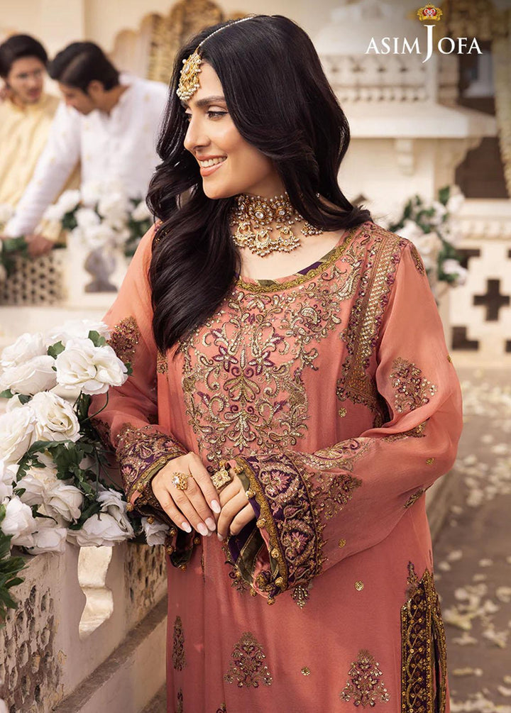 Shehnai By Asim Jofa Embroidered Chiffon Suits Unstitched 3 Piece AJ24SH AJSH-13 - Festive Collection
