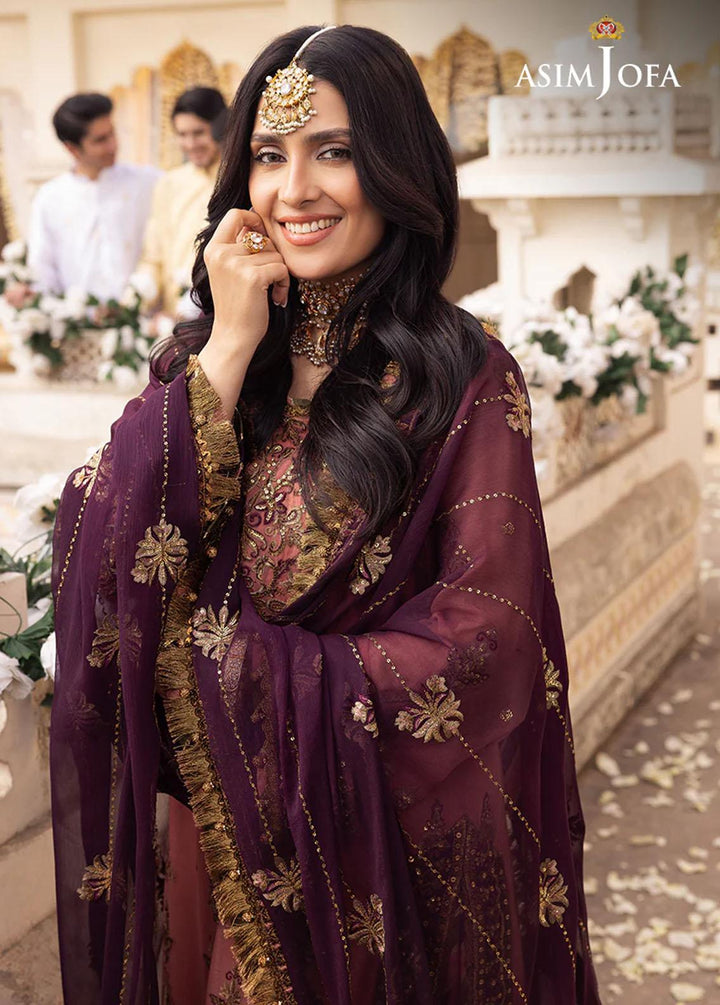 Shehnai By Asim Jofa Embroidered Chiffon Suits Unstitched 3 Piece AJ24SH AJSH-13 - Festive Collection