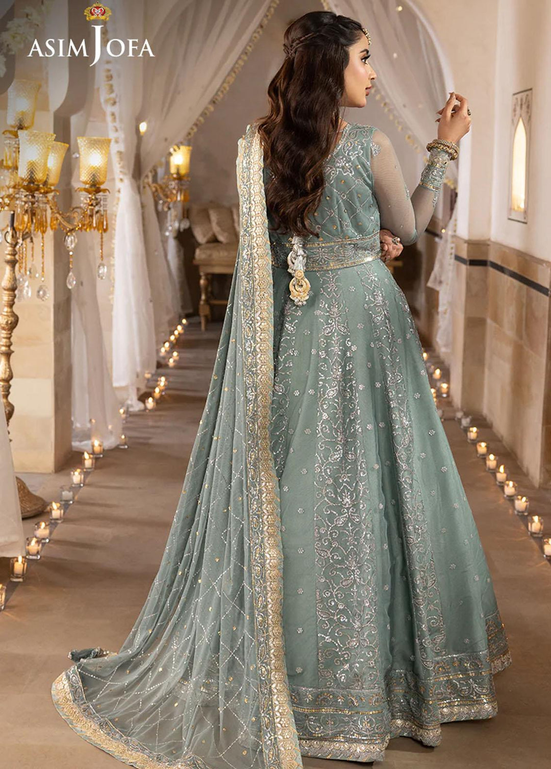 Shehnai By Asim Jofa Embroidered Net Suits Unstitched 3 Piece AJ24SH AJSH-14 - Festive Collection