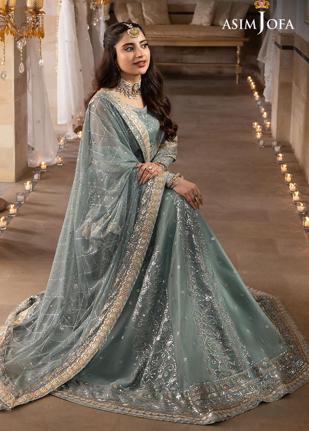 Shehnai By Asim Jofa Embroidered Net Suits Unstitched 3 Piece AJ24SH AJSH-14 - Festive Collection
