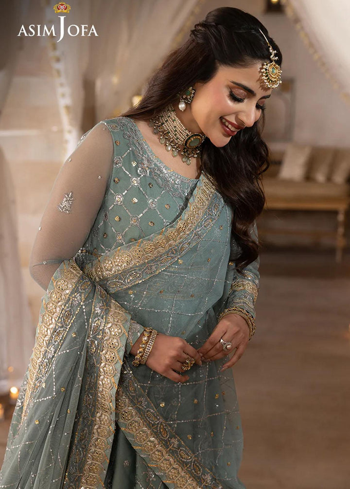 Shehnai By Asim Jofa Embroidered Net Suits Unstitched 3 Piece AJ24SH AJSH-14 - Festive Collection