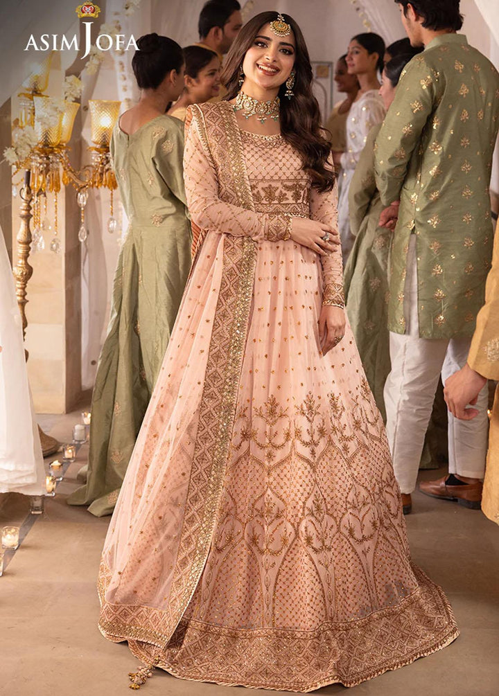 Shehnai By Asim Jofa Embroidered Net Suits Unstitched 3 Piece AJ24SH AJSH-15 - Festive Collection