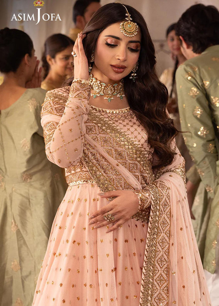 Shehnai By Asim Jofa Embroidered Net Suits Unstitched 3 Piece AJ24SH AJSH-15 - Festive Collection