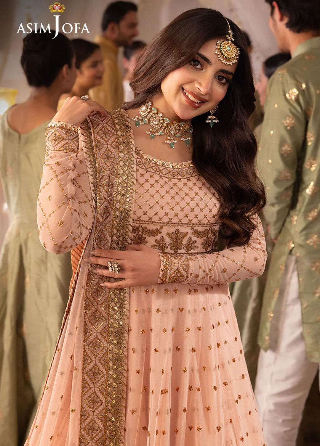 Shehnai By Asim Jofa Embroidered Net Suits Unstitched 3 Piece AJ24SH AJSH-15 - Festive Collection