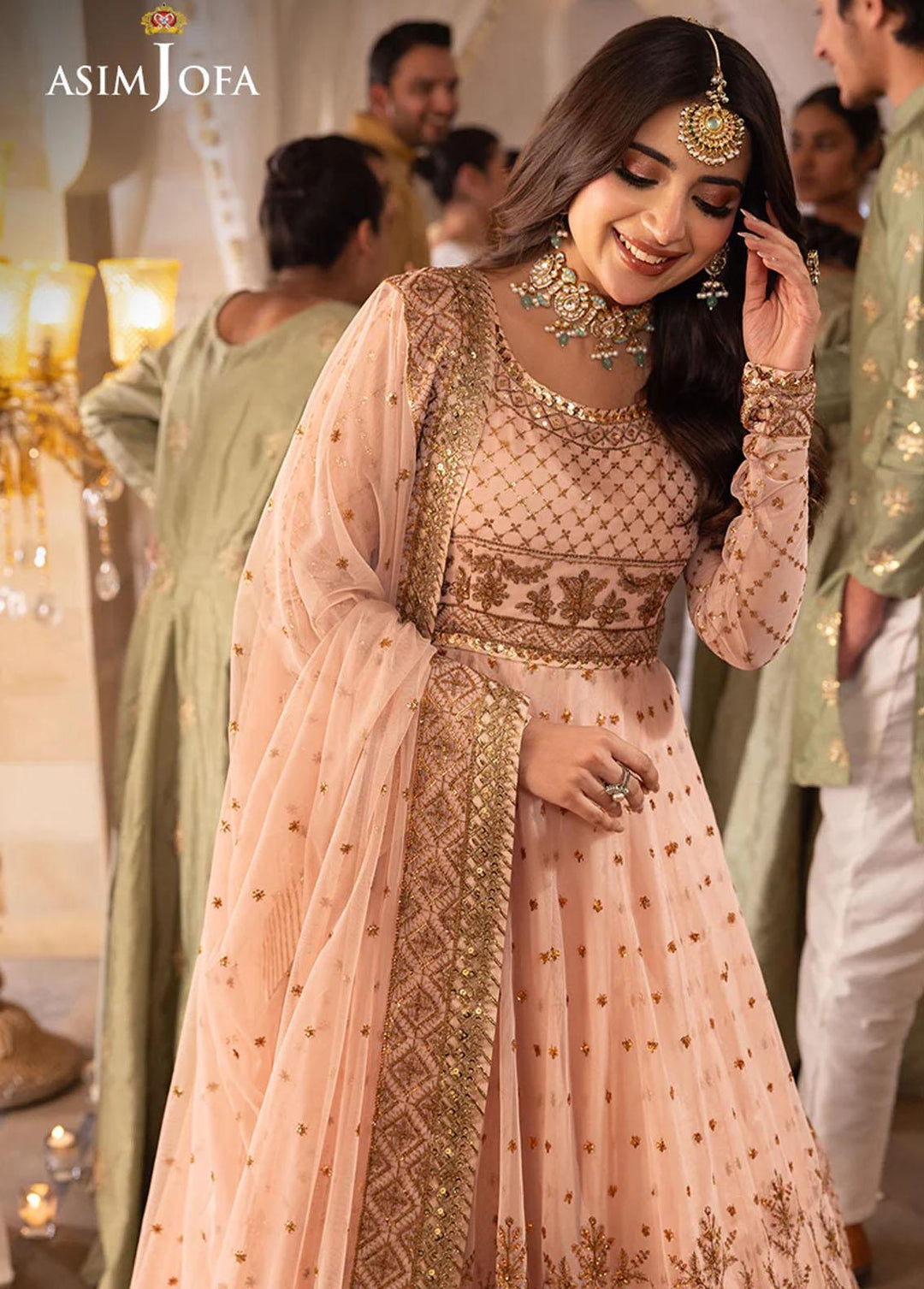 Shehnai By Asim Jofa Embroidered Net Suits Unstitched 3 Piece AJ24SH AJSH-15 - Festive Collection