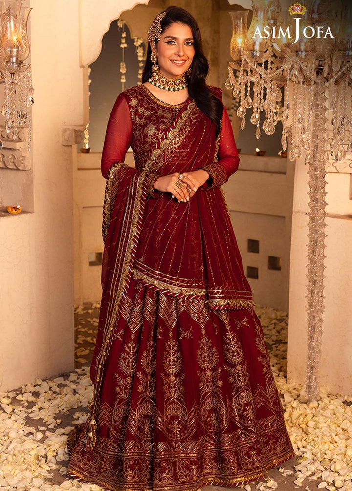 Shehnai By Asim Jofa Embroidered Chiffon Suits Unstitched 3 Piece AJ24SH AJSH-16 - Festive Collection