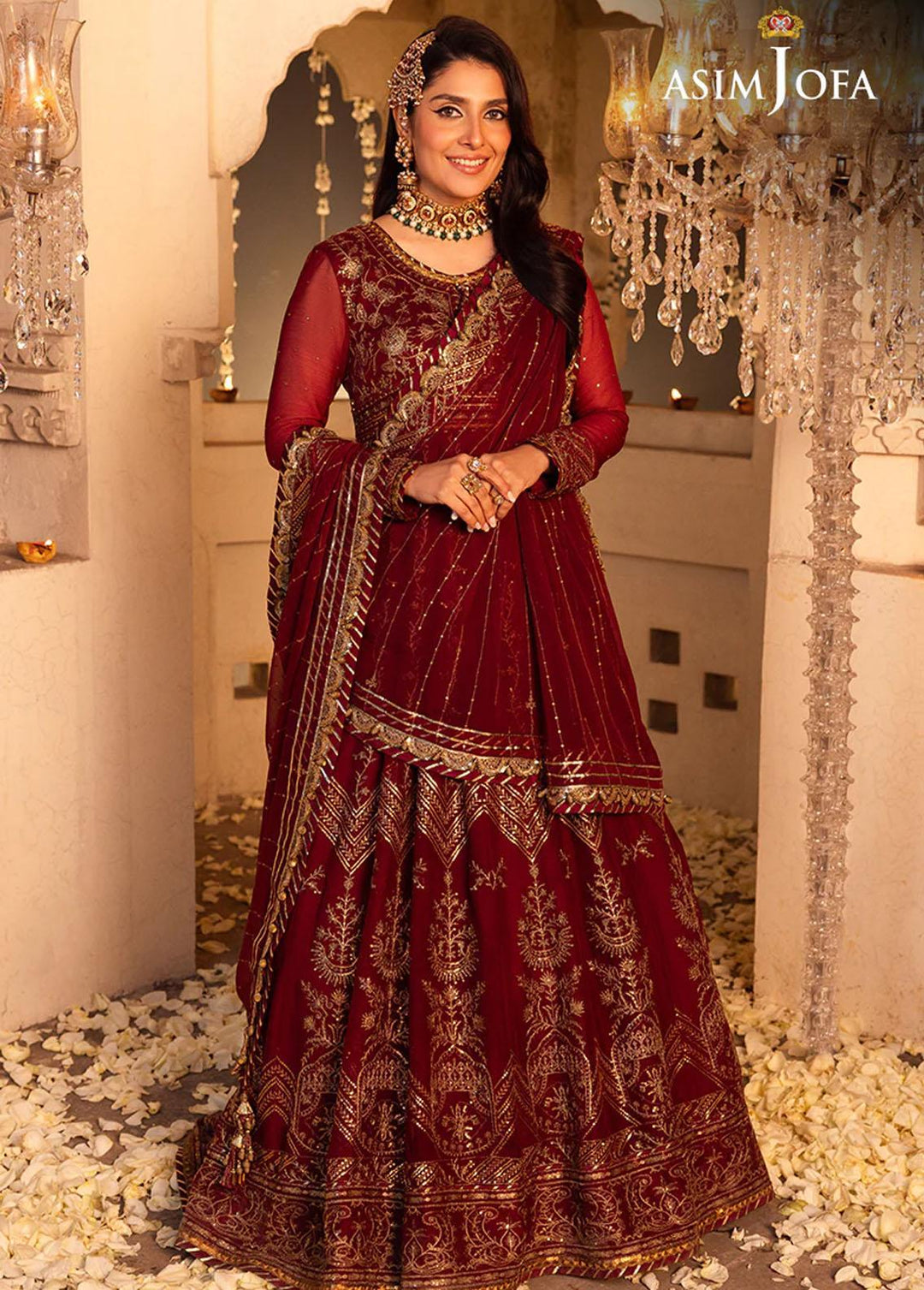 Shehnai By Asim Jofa Embroidered Chiffon Suits Unstitched 3 Piece AJ24SH AJSH-16 - Festive Collection