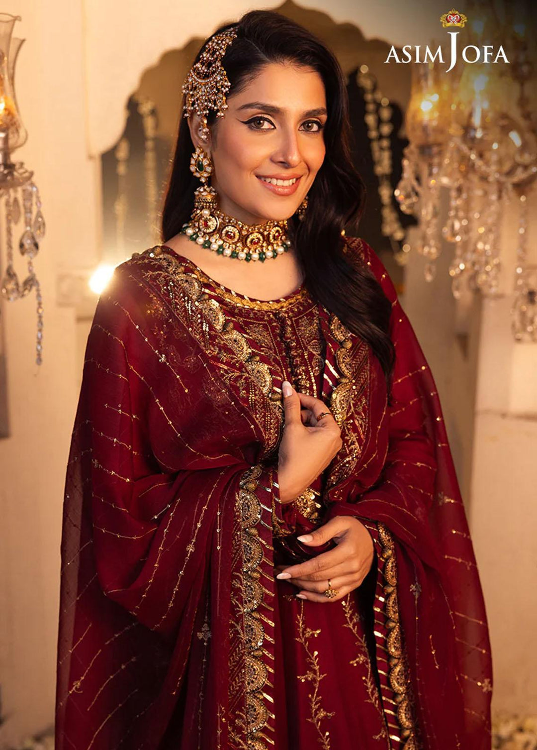 Shehnai By Asim Jofa Embroidered Chiffon Suits Unstitched 3 Piece AJ24SH AJSH-16 - Festive Collection