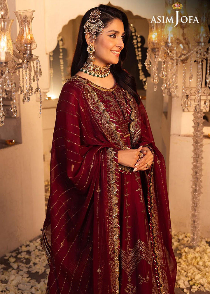 Shehnai By Asim Jofa Embroidered Chiffon Suits Unstitched 3 Piece AJ24SH AJSH-16 - Festive Collection