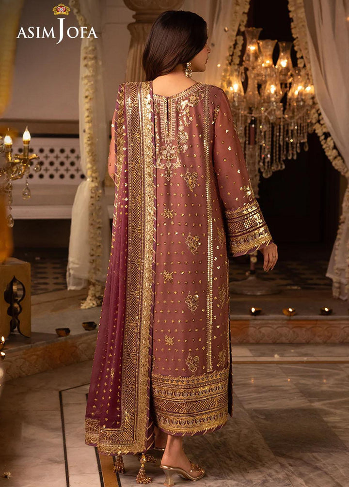 Shehnai By Asim Jofa Embroidered Chiffon Suits Unstitched 3 Piece AJ24SH AJSH-17 - Festive Collection