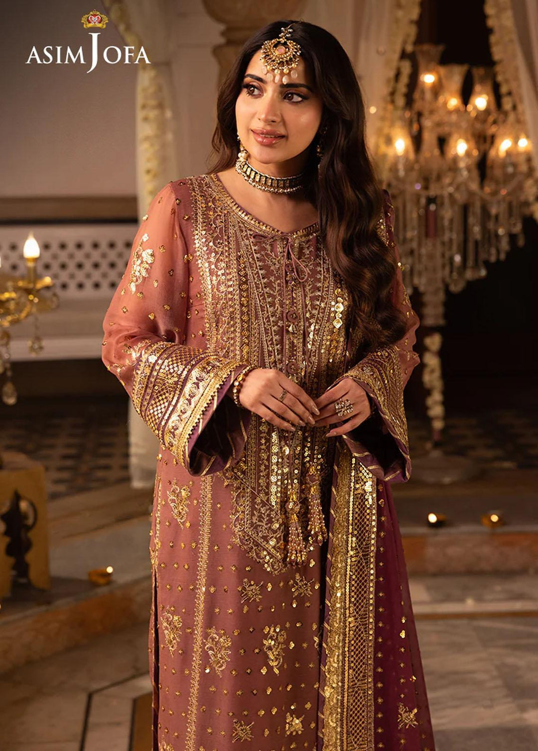 Shehnai By Asim Jofa Embroidered Chiffon Suits Unstitched 3 Piece AJ24SH AJSH-17 - Festive Collection