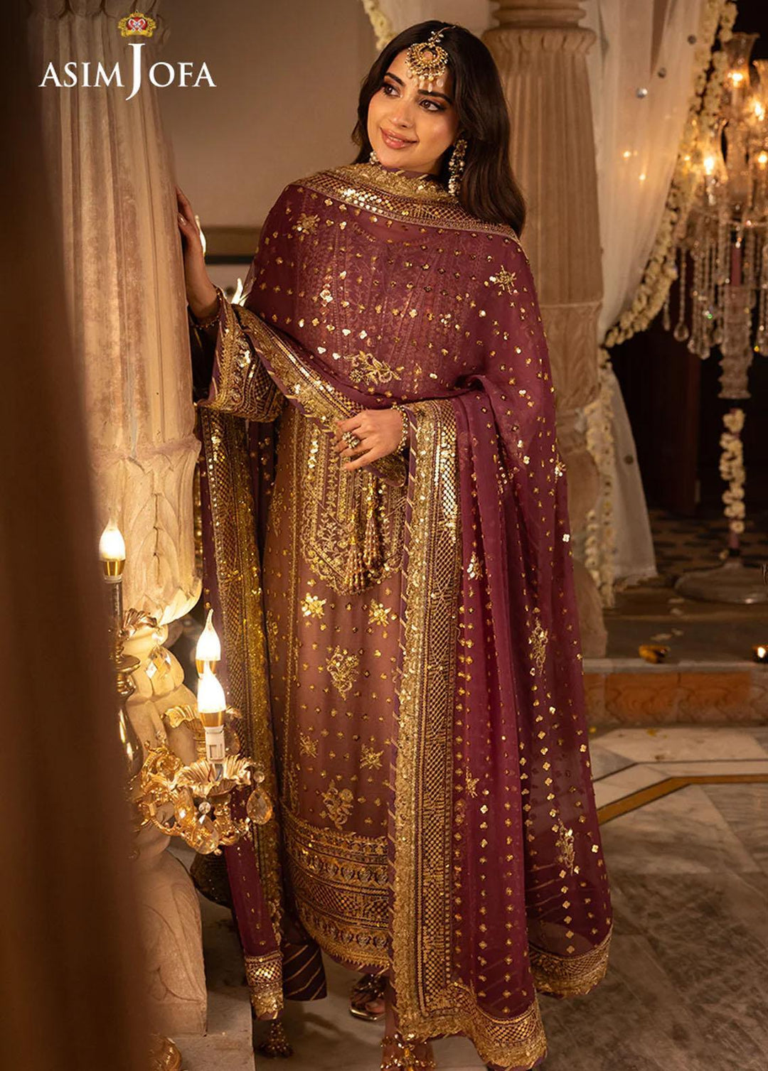 Shehnai By Asim Jofa Embroidered Chiffon Suits Unstitched 3 Piece AJ24SH AJSH-17 - Festive Collection