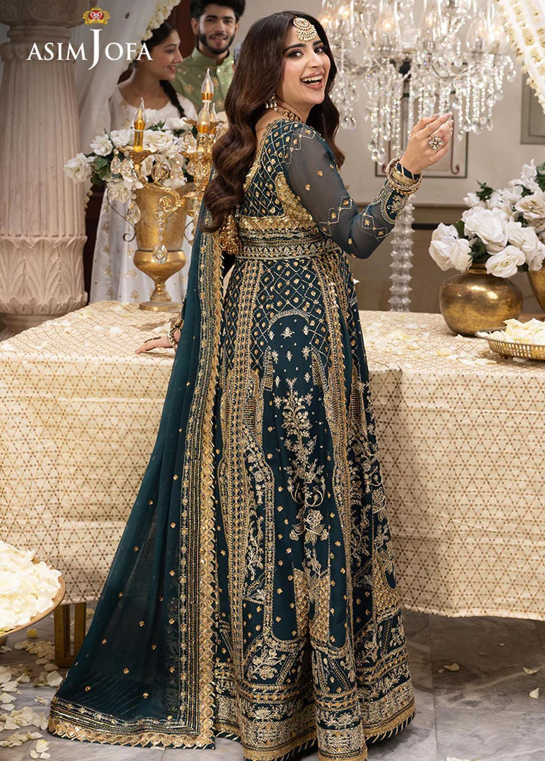 Shehnai By Asim Jofa Embroidered Chiffon Suits Unstitched 3 Piece AJ24SH AJSH-18 - Festive Collection