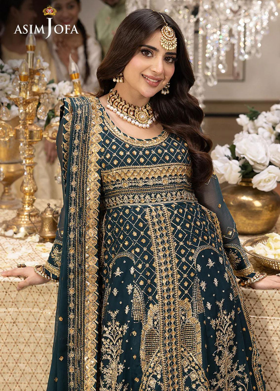 Shehnai By Asim Jofa Embroidered Chiffon Suits Unstitched 3 Piece AJ24SH AJSH-18 - Festive Collection