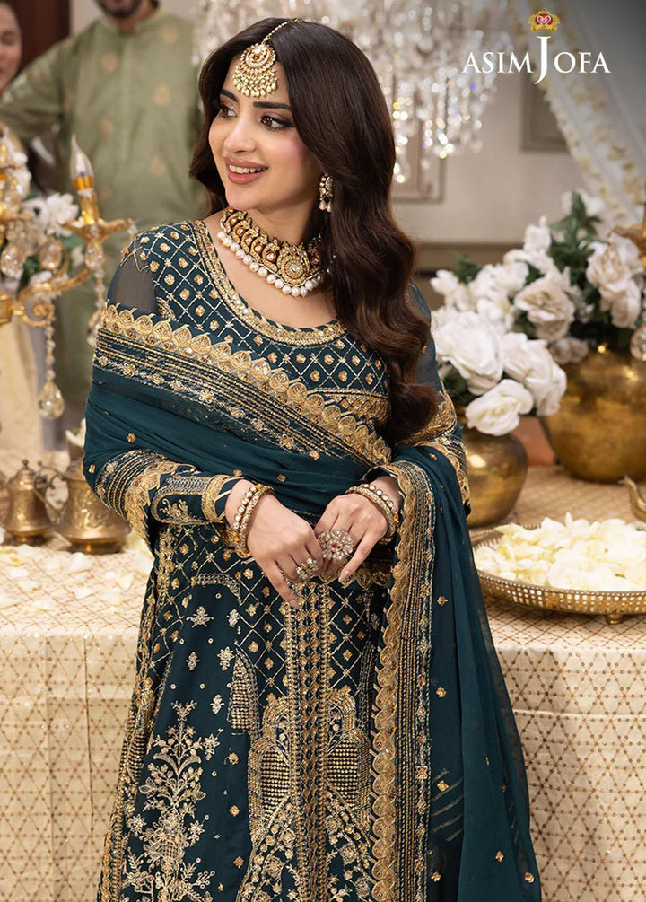 Shehnai By Asim Jofa Embroidered Chiffon Suits Unstitched 3 Piece AJ24SH AJSH-18 - Festive Collection