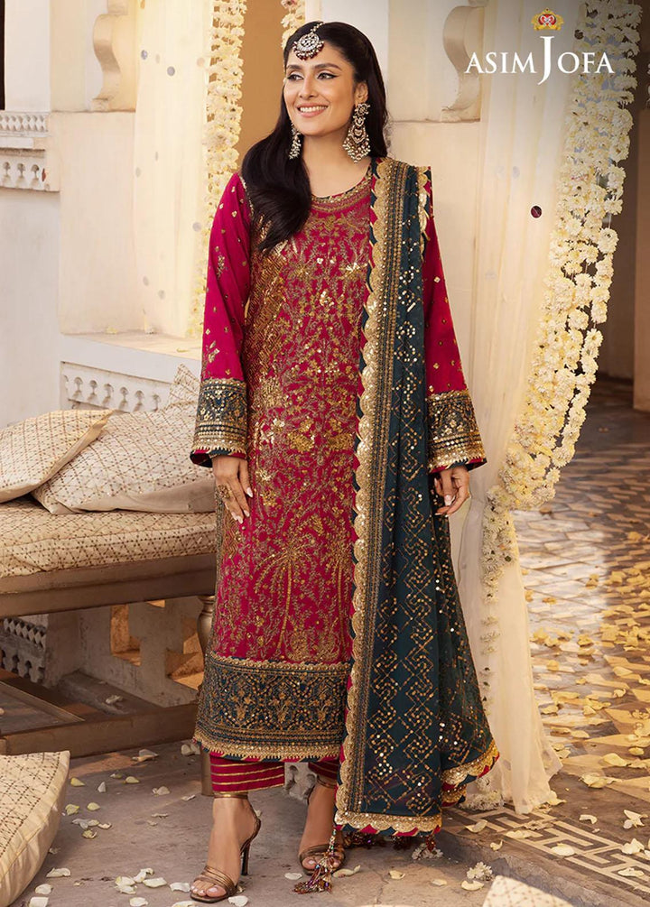 Shehnai By Asim Jofa Embroidered Raw silk Suits Unstitched 3 Piece AJ24SH AJSH-19 - Festive Collection
