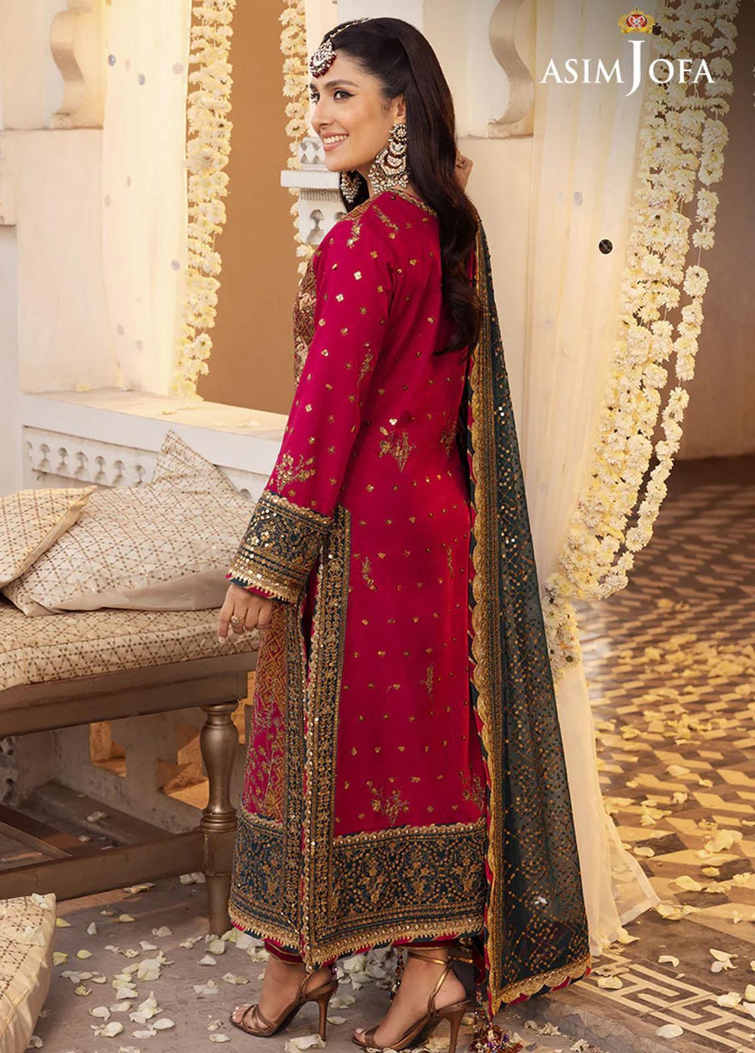 Shehnai By Asim Jofa Embroidered Raw silk Suits Unstitched 3 Piece AJ24SH AJSH-19 - Festive Collection