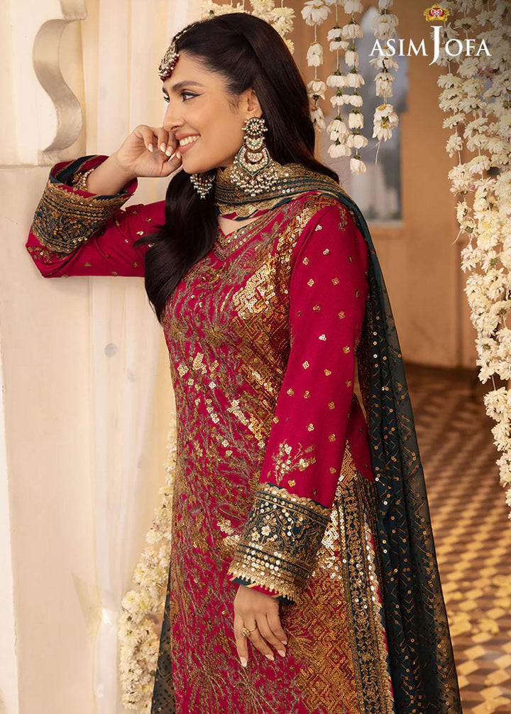 Shehnai By Asim Jofa Embroidered Raw silk Suits Unstitched 3 Piece AJ24SH AJSH-19 - Festive Collection